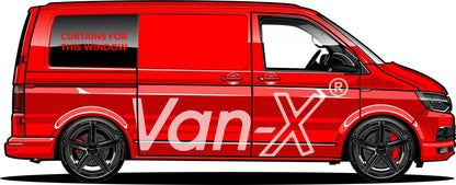 VW T6 Transporter Van Conversion Premium Curtains Van-X - Black/Burgundy