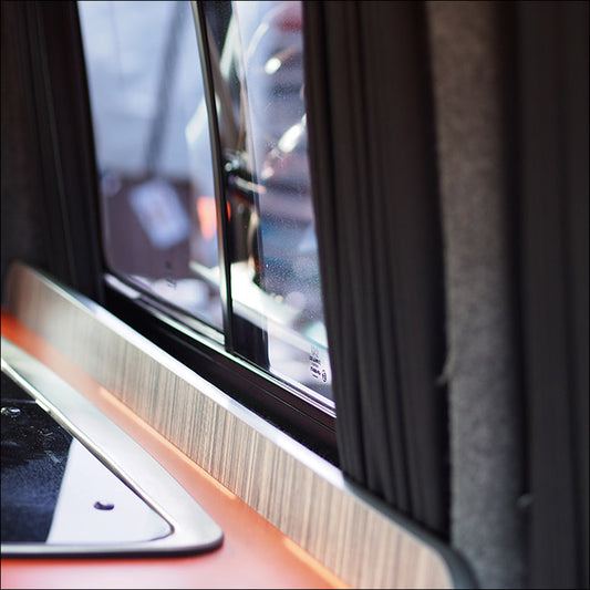 Mercedes Vito MK2 Bare-Metal Interior Premium Window Curtains - Black/Black Van-X