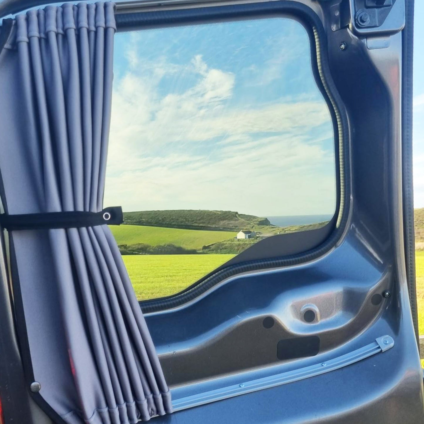 Mercedes Vito MK2 Plastic Interior Premium Window Curtains - Black/Grey Van-X