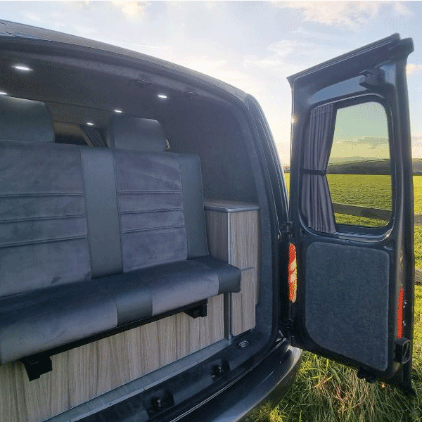 VW Caddy Van Conversion Premium Curtains Van-X - Black/Grey
