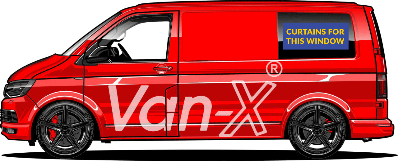 VW Caddy Van Conversion Premium Curtains Van-X - Black/Burgundy