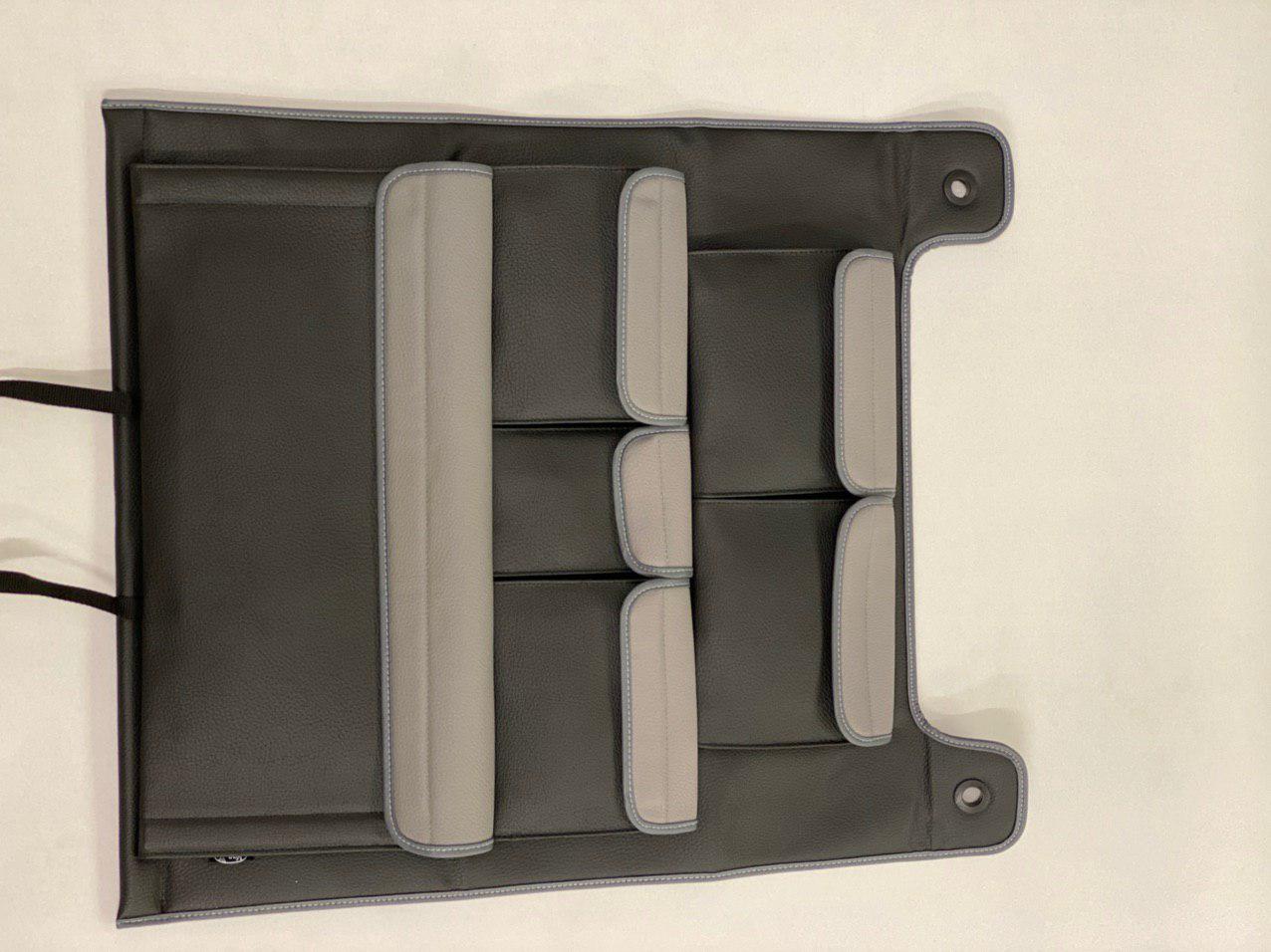 VW T6 / T6.1 Transporter Campervan Leatherette Double Back Seat Organiser (Black with Grey Lids)