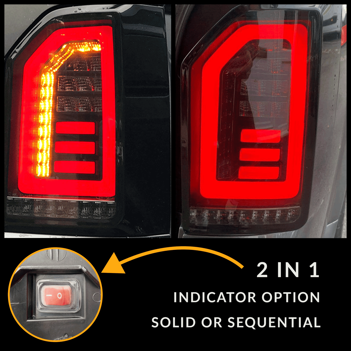 VW T6 15-20 Transporter Sequential Indicator Tailgate LED Rear Lights Smoked