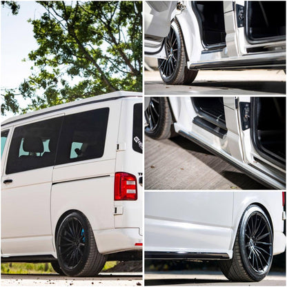 VW T6 Transporter SWB Side Skirts Deep Black Plastic Painted and Ready to Fit