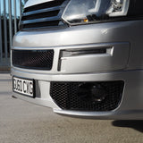 VW T5.1 Honeycomb Gloss Black Bumper Grille + Fog Light Trims + Number Plate Trim Sportline Painted and Ready to Fit