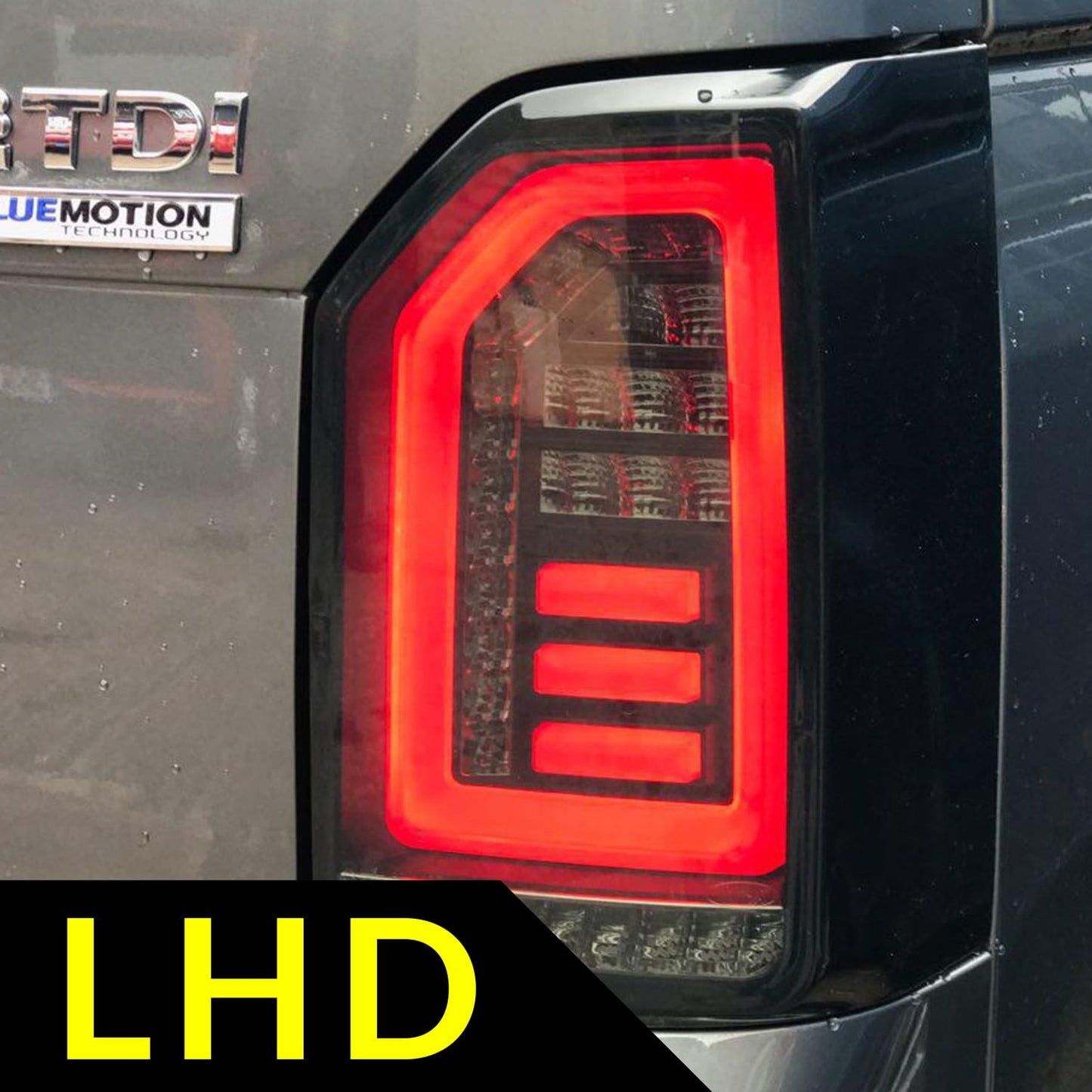 VW T6 Smoked Tailgate LHD Red-Bars European Left Hand Drive Van only Sequential Indicator