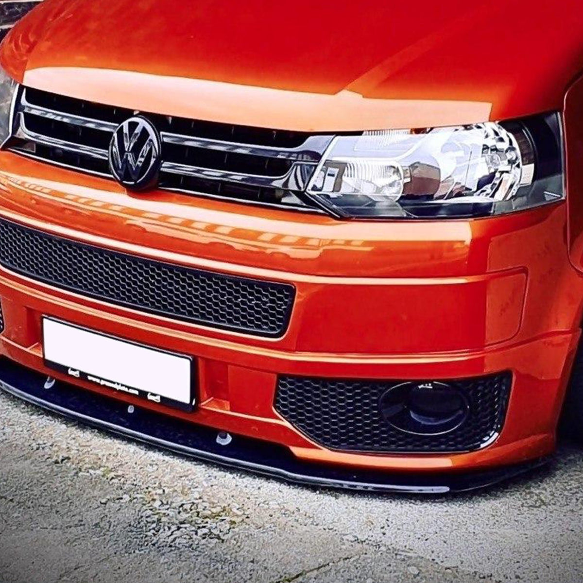 Front Fog Light Grille For VW T5 T5.1 Transporter/Caravelle 2010-2015 - Gloss Black ABS (Pair)