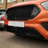Airson Ford Transit Custom Complete Front Grille Suidhich cruth ùr gleansach Black Top Grille, Pasgan Grille Dubh Ìosal Matte A-MHÀIN air a pheantadh agus deiseil airson a bhith iomchaidh