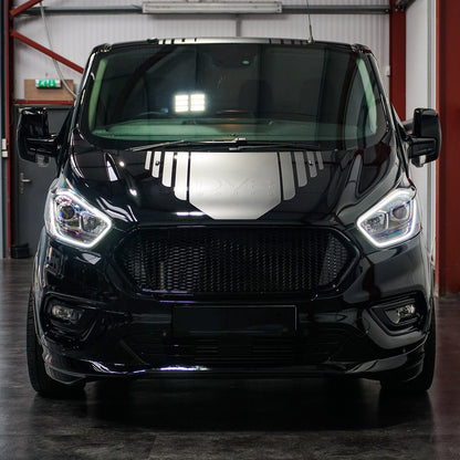 For Ford Transit Custom Complete Front Grille Set New Shape Gloss Black Bundle ONLY Painted and Ready to Fit