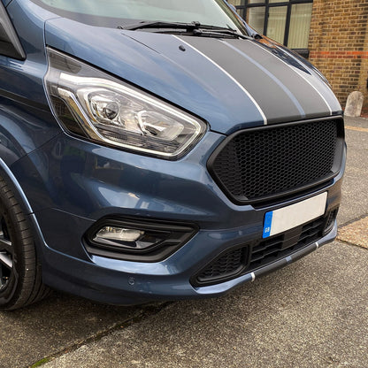 For Ford Transit Custom Front Badgeless Honeycomb Grille Only - Matte Black Painted and Ready to Fit