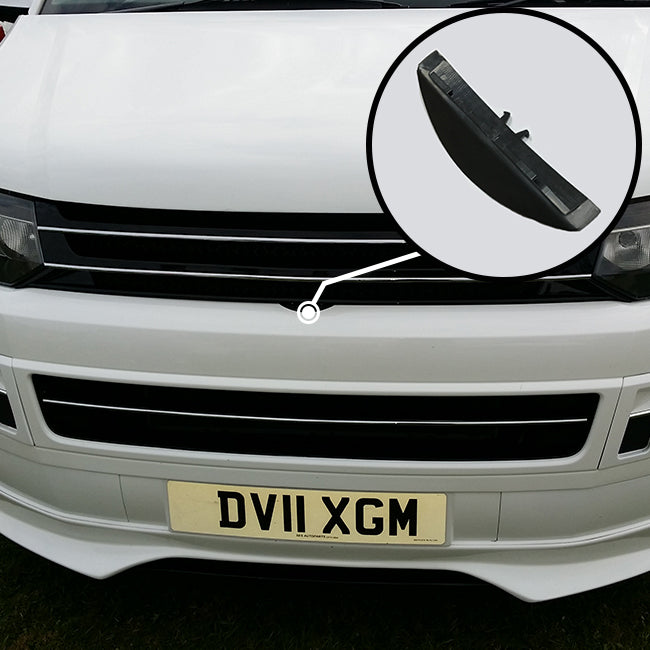 Front Grille fits on VW T5.1 GP up 09-15 Black Gloss Red Bars Badgeless  Debadged