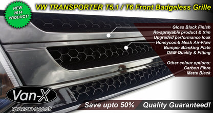 Front Badgeless Grille for VW Volkswagen T5.1 (PIANO BLACK)-1886