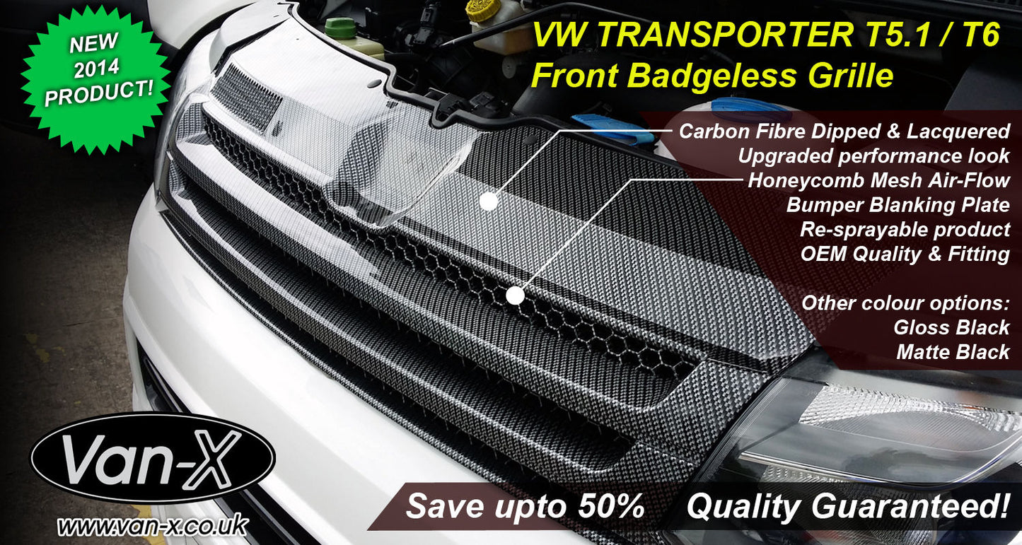 DARK CARBON Badgeless Grille for Volkswagen T5.1 *CLEARANCE* [B Grade] -7205