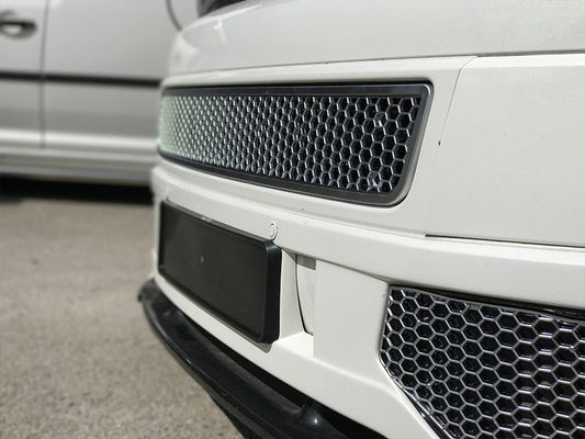 VW T5 .1 Neach-còmhdhail Honeycomb Spoiler Front Spoiler Foglight Trims (Matte Chrome)
