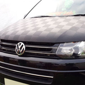 VW T6 Transporter Black / Black Checkered Bonnet Bra / Cover