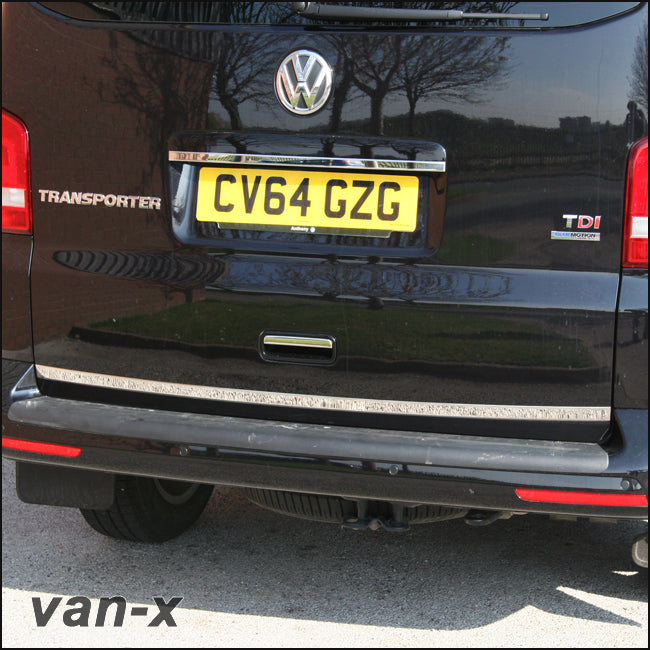 Glossy Stainless Steel Chrome Rear Tailgate Trim For VW T5 Transporter / Caravelle / Multivan (Twin) - Wimbledon Trade