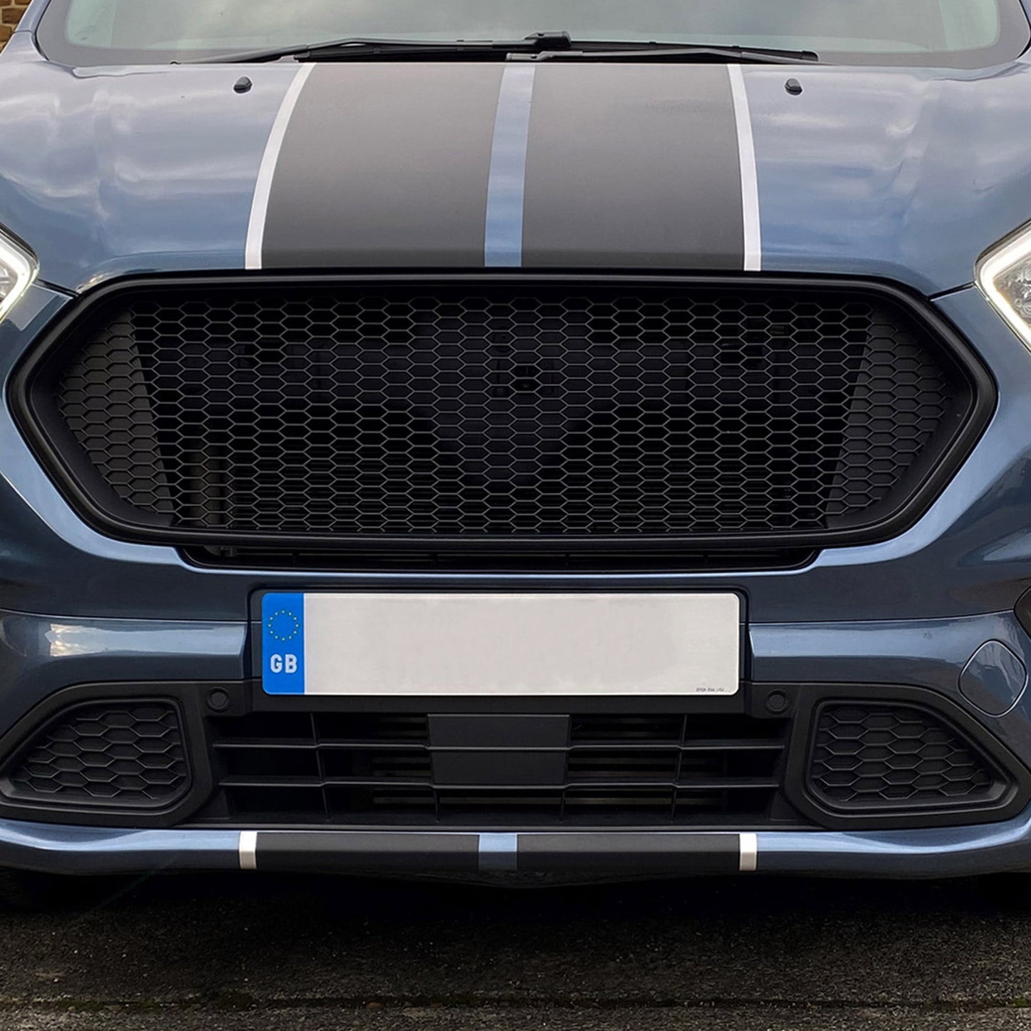For Ford Transit Custom Complete Front Honeycomb Grille Package - Matte Black Bundle ONLY Painted and Ready to Fit