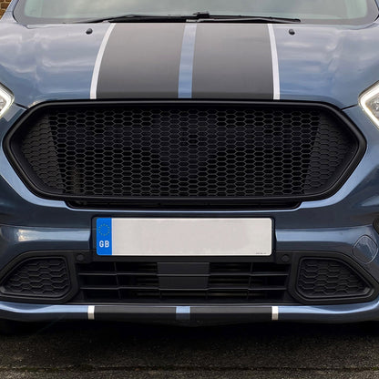 For Ford Transit Custom Complete Front Honeycomb Grille Package - Matte Black Bundle ONLY Painted and Ready to Fit
