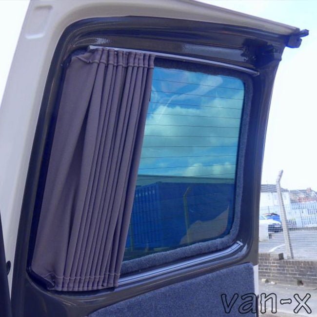 VW van T6.1 Transporter Premium black out 2 x Side Window, 1 x Barndoor Curtains with rails and fitting kits Van-X
