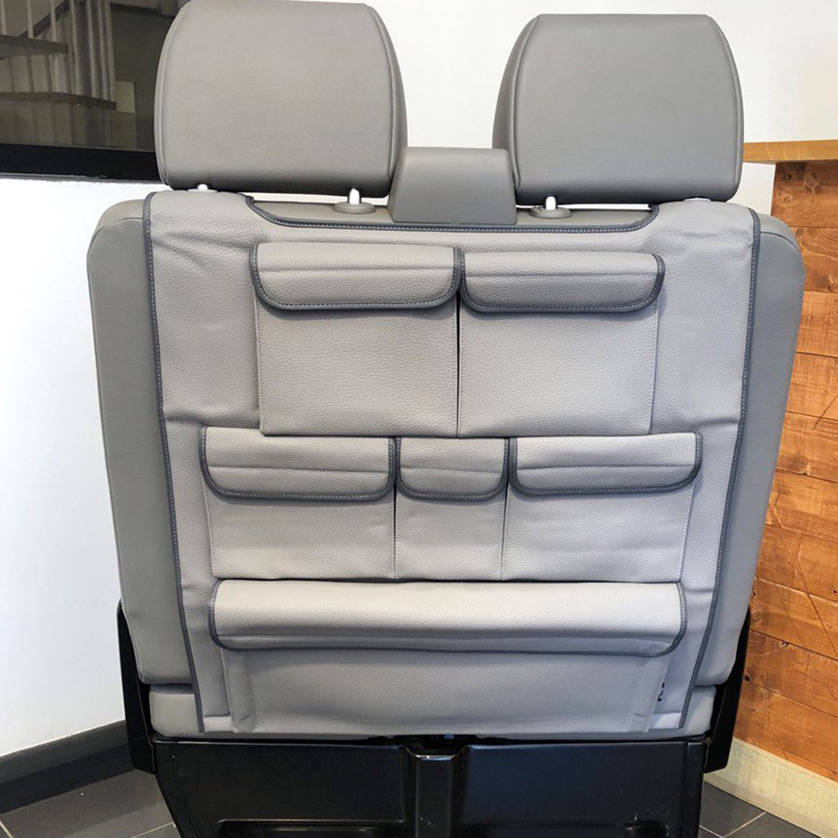 Airson Ford Transit Custom Seat Dùbailte Leatherette Back Seat Eagraiche