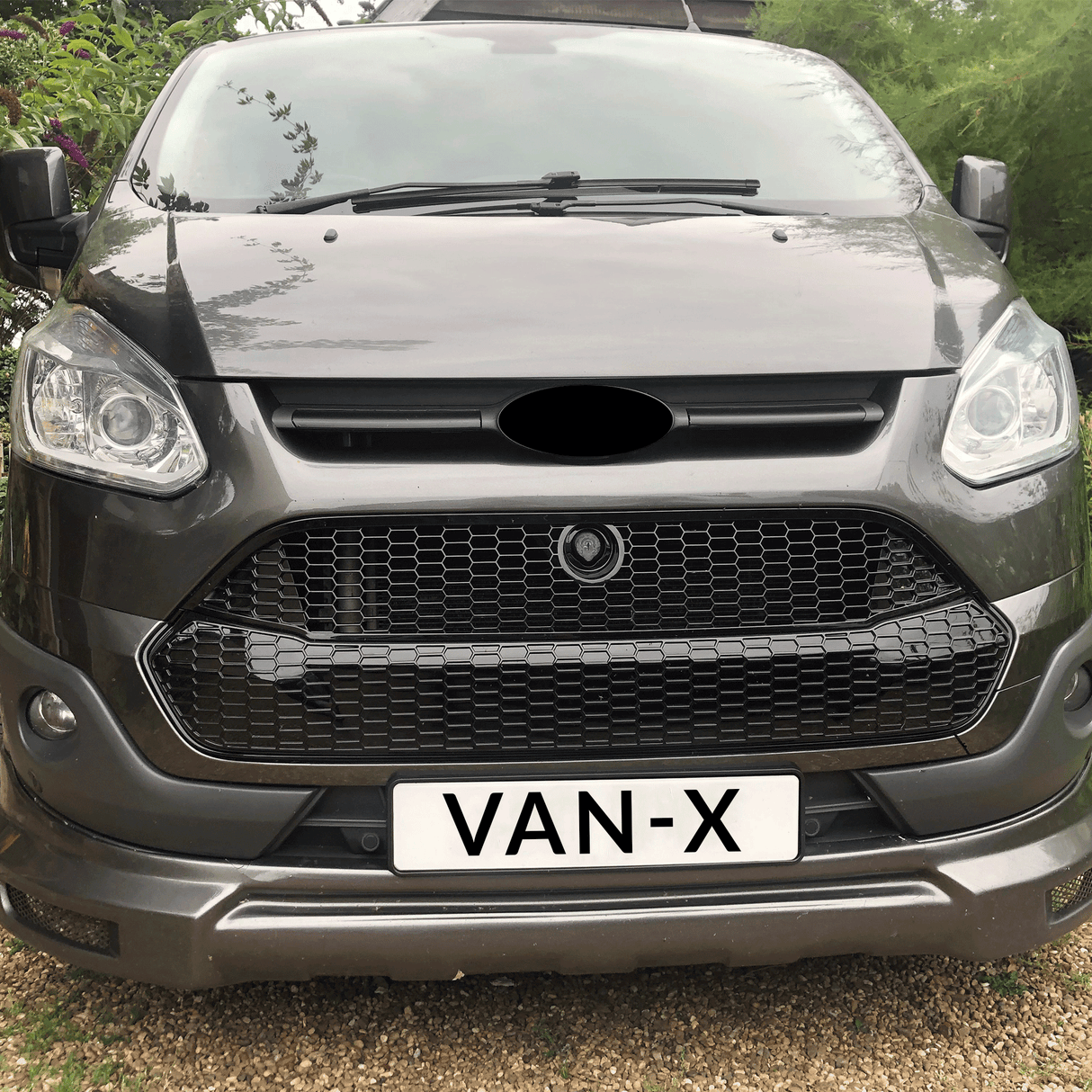 For Ford Transit Custom Front Grille Honeycomb Modified 2012 - 2018 MK1 Gloss Black Painted and Ready to Fit