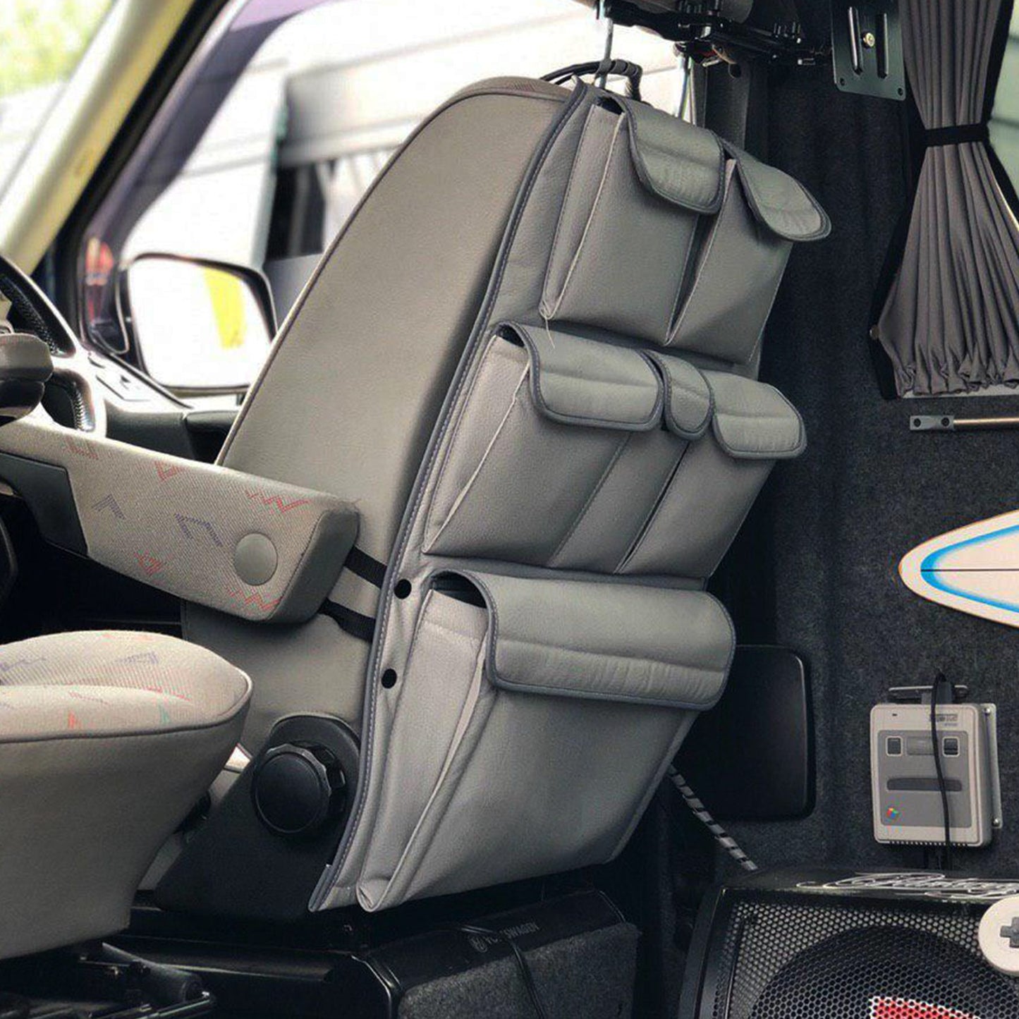VW T4 Transporter Caravelle Campervan Single/Captains Seat Leatherette Back Seat Organiser Storage